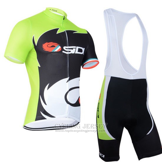 2014 Cycling Jersey Castelli SIDI Black and Green Short Sleeve and Bib Short